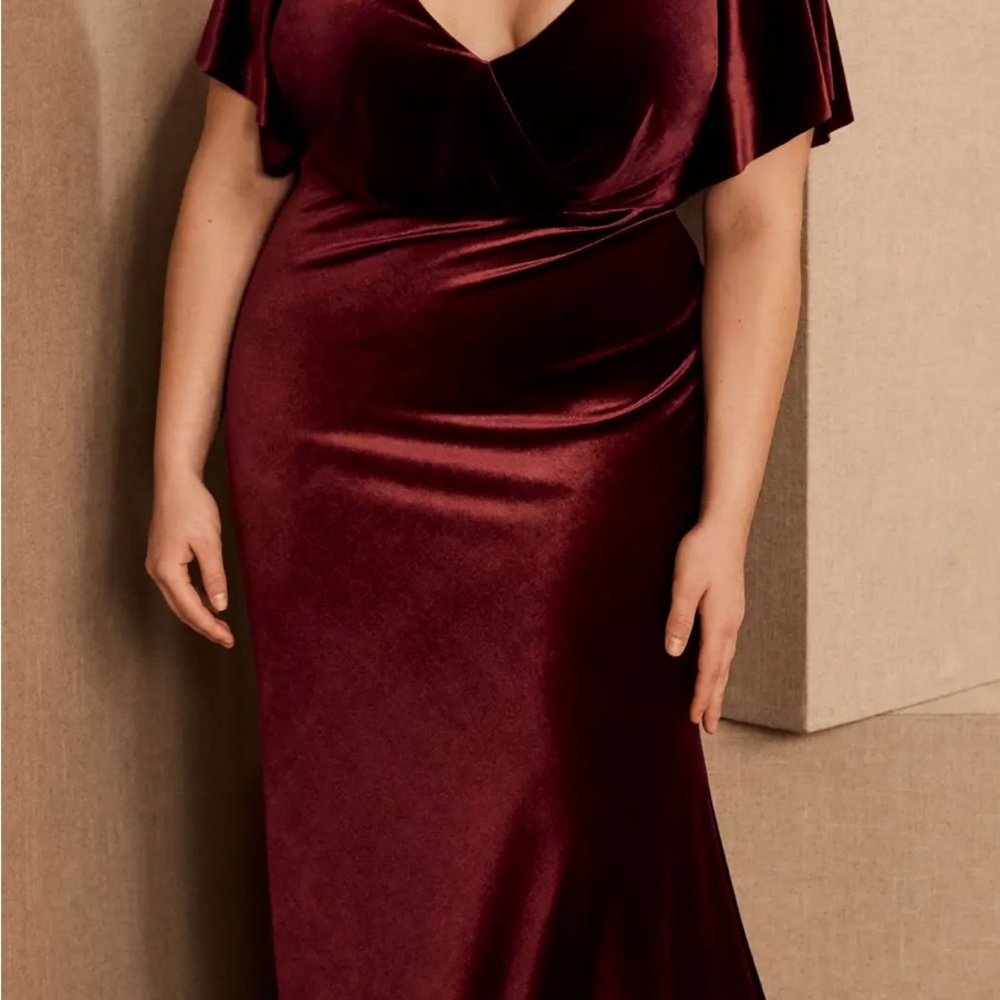 NWT Jenny Yoo Ellis Red Velvet Maxi Dress